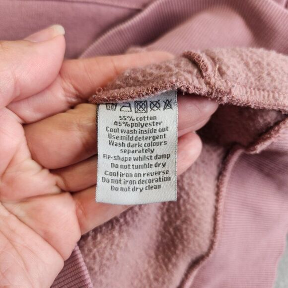 Buff Bunny Hoodie Womens M Pink Beyond Cowlneck Embossed Spellout Thumbholes - Picture 10 of 16